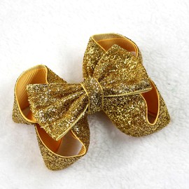 HIFANMM Winter Christmas Hair Clip for Women Girls, Gold Glitter Bow Hair Clips Accessories Candy Color Hairpins Cute Bowknot Alligator Hair Barrettes Winter Xmas New Year Party Decor Supplies
