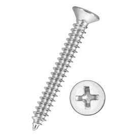 Kozelo 20pcs Phillips Flat Head Wood Screws - [ST5x40mm] 304 Stainless Steel Countersunk Self Tapping Screws for Furniture Assembly, Interior Trim, Outdoor Construction, Silver