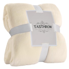 TASTHROW Cream White Cuddly Blanket, Fluffy Blanket, Fleece Blanket, 130 x 150 cm, Cuddly Soft Warm Blankets, Sofa Blanket for Room Decoration, Living Room and Cuddly Blankets