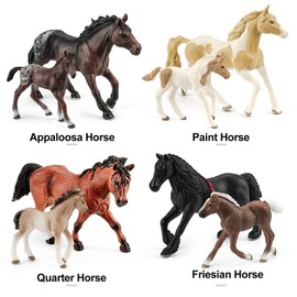 zoopal 8PCS 4-7" Large Horse Family Toys for Kids, Realistic Animal Figurines Toys for Toddlers, Horse Party Favor Birthday Decorations Gift for Toddlers 3-5 5-7 6-12