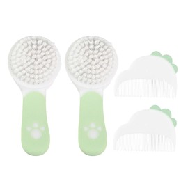 WOONEKY 2Set Hair Care Brush and Comb Set for Newborns and Soft Bristles Gentle Scalp Grooming Kit Easy Detangling Cradle Cap Brush Registry Present