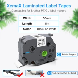 3 x XemaX Compatible Label Tape for Brother 36 mm TZe Replacement for Brother TZe-261 TZe261 P-Touch 36 mm Black on White for Brother Label Maker P-touch CUBE Pro PT-P910BT PT-P950NW PT-P900W