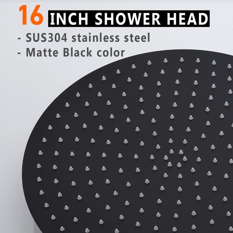 16 Inch Rainfall Shower Head, BSTIIU Stainless Steel Round Shower