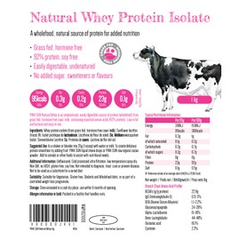 PINK SUN PINK SUN Whey Protein Isolate Powder Unflavoured 1kg (92% Protein) Soy Free Grass Fed Gluten Free No Additives Vegetarian Undenatured Non GM Unsweetened Natural Whey UK 1000g