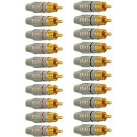 EEEKit 20Pack RCA Male Plug Solder, Gold Audio Video Adapter Connector for Speaker Wire Wall Plate Home Theater Audio Video Receiver Amplifiers and Sound Systems