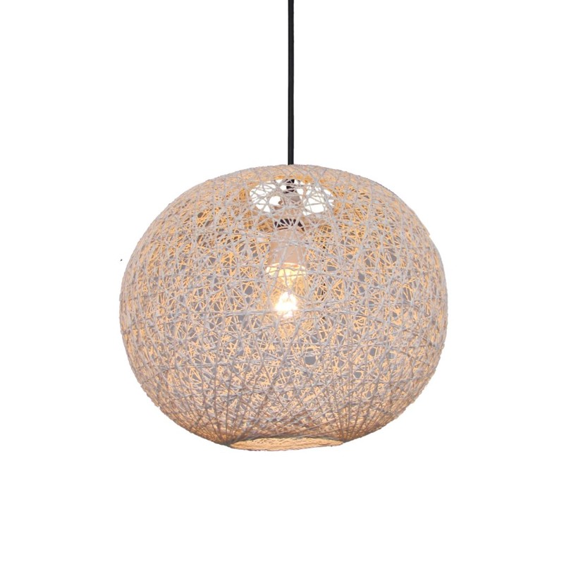 Loxton Lighting Modern Medium Wicker Rattan String Ball Style Ceiling