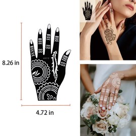 PPVWEY 14 Sheets Tattoos Stencils Set Temporary Tattoo Temples Reusable Indian Arabian Tattoo Stickers Stencils Body Art for Women (14P)