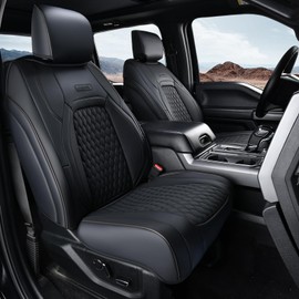 Coverado Front Seat Covers Fit for Toyota Tundra 2007–2013, 2022–2023, Faux Leather Seat Covers for Truck Car Interior, Car Seat Protector Cushion (Black)