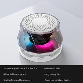 Jueyue Magnetic Bluetooth speaker, Bluetooth 5.3 wireless color mini portable high pitched speaker,holiday gift, Christmas gift audio stereo smartphone water - Color: Mini Speaker-P15-White