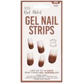 Ardell Nail Addict Gel Nail Strips - Caramel Kisses, Cures with LED/UV Lamp, Lasts Up to 14 Days, 1-Pack