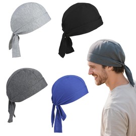 4Pcs Adjustable Cycling Bandana Headband Cap,Chef Head,Sweat Wicking Sports Headwear for Men Mens Bandana Pirate Head Cap,Adjustable Beanie Caps,for Cycling Climbing Running Hiking