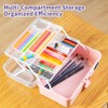 deli Art Supply Organizer, Pink Plastic Tool Box with Handle,