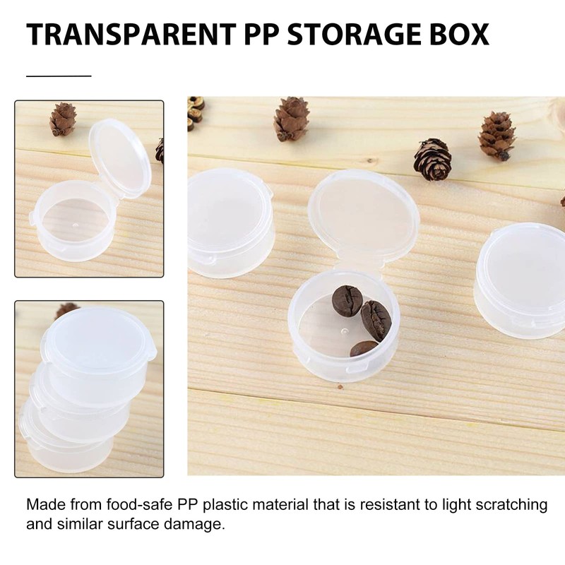 HEALLILY 10pcs Small Pill Case Clear Round Plastic Storage Containers