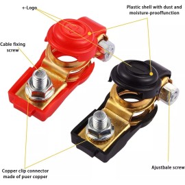 AQJ Pair Car Battery Terminal Connectors Universal Positive Negative Wire Post Clamp