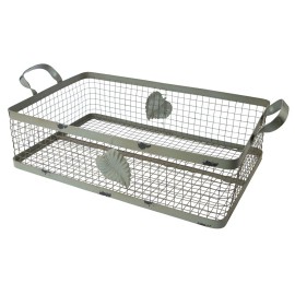 Unbranded Distressed Metal Decorative 10-1/2" Wire Tray Basket with Handles