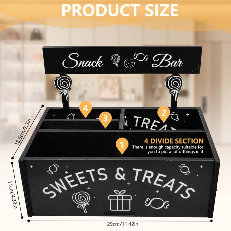 Kuabiz Snack Organizer for Countertop Wooden Snack Bar Container 4