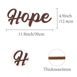 CREATCABIN Cutout Sign Hope Wooden Wall Art Decor Wood Word Sculpture Signs Rustic Farmhouse for Housewarming Home Front Door Entryway Wall Decoration, Brown, 11.9 x 4.9inch
