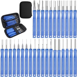 30 Piece Pin Tool Car Set with Box, Terminal Removal Removal Tool Kit, Car Cable Plug Release Tool, Removal Pin Tool Set for Most Connectors Terminals (Blue)