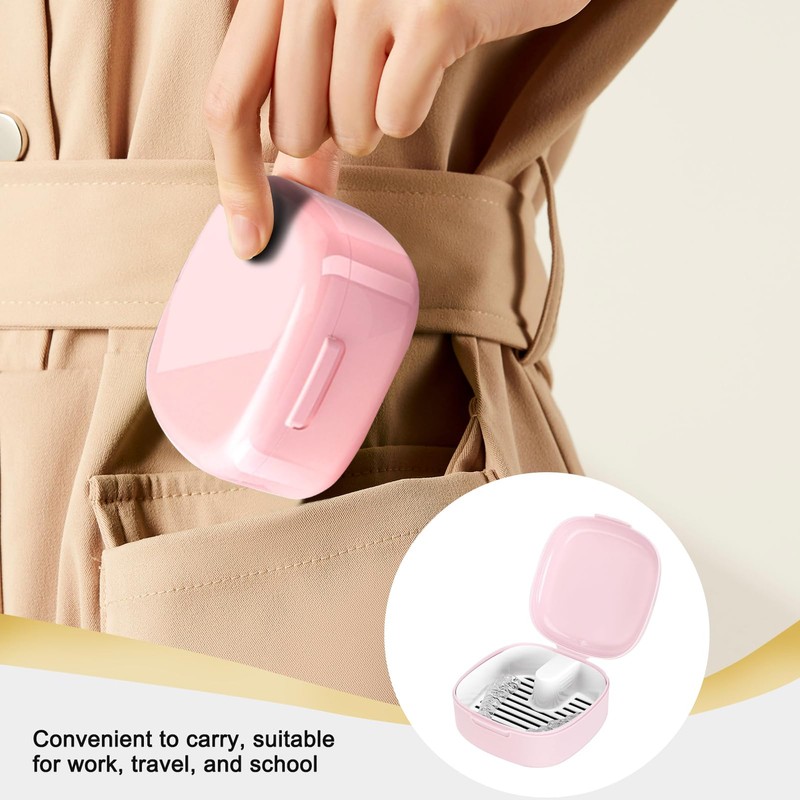 Denture Box with Strainer, Portable Denture Box Cover, Braces Box,