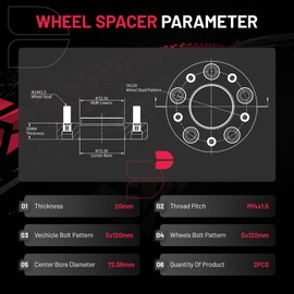 BDFHYK 5x120mm Wheel Spacers 20mm 5x4.7 Hubcentric Wheel Spacer Compatible with Land Rover Defender 90 110 130 Discovery LR3 LR4 Range Rover Sport, Forged 5 Lug M14x1.5 & 72.56mm Hub Bore, Set of 2