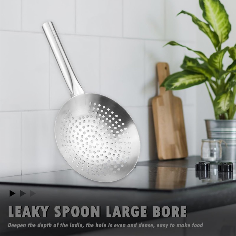 DOERDO Skimmer Slotted Spoon 8.7 Inch Oil Skimmer Pasta Strainer