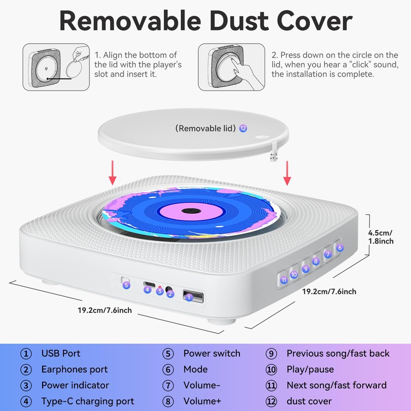 CD Player Portable: Kegaudio CD Players for Home with Speakers