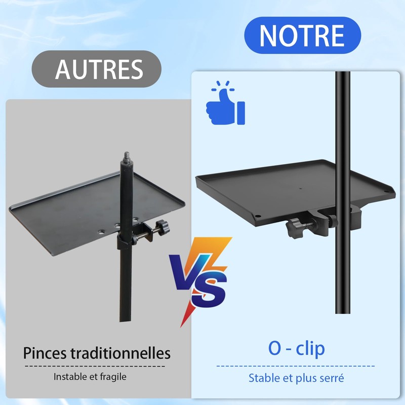 Mic Stand Tray & Clamp On Shelf - Heavy Duty