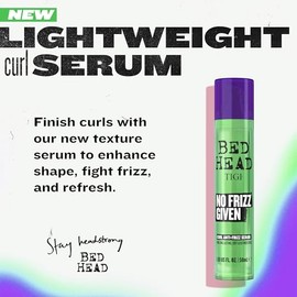 Bed Head by TIGI No Frizz Given Lightweight Curl Serum, Humidity Control & Instant Definition, Curly Hair Products, Dry Finisher with Shine & Bounce, Non-Greasy Formula, 50ml