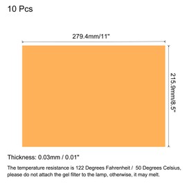 sourcing map Gel Light Filter Orange Transparent Correction Lighting Gel Filter 11x8.5 inch Plastic Sheets for Film Photo Video Party Pack of 10