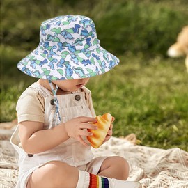 Ptduabenlu Kids Sun Hat Toddler UPF 50+ Summer Sun Protection Cap Baby Beach Wide Brim Bucket Hat for 2-6 Years Boys Girls