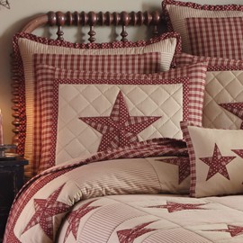 Park Designs Sturbridge Patch King Sham Star - Wine Cotton Pillowcase