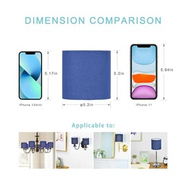 LAMPWELL MEMO Clip-on Chandelier Fabric Lamp Shades,Set of 6,Small Drum,5.2"×5.2"×H5.2",Linen, Handmade,Modern Trendy Decorative,ONLY FOR CANDLE BULB,Navy Blue