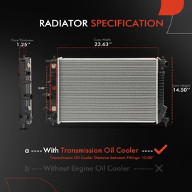 A-Premium Engine Coolant Radiator Assembly with Oil Cooler Compatible with Saturn L300 2001-2005, LS2 2000, LW2 2000, LW300 2001-2003, 3.0L, Automatic Transmission