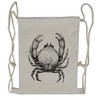 Lunarable Black and White Drawstring Backpack, Vintage Crab Marine, Sackpack