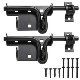SANKINS 2 Pcs Slideing Bolt Gate Latch,Sliding Bolt Door Lock with Padlock Hole, Heavy Duty Hardware Gate Latch for Wooden Fence, Shed Yard Barn Door, Outdoor Latch, Solid Thickened Steel, Black