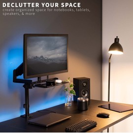 VIVO 13 inch Over Under VESA Monitor Shelf Mount, Holds Media Devices, Speakers, Routers, and More, Fits VESA 75mm, 100mm, 200mm, Black, MOUNT-SF01M