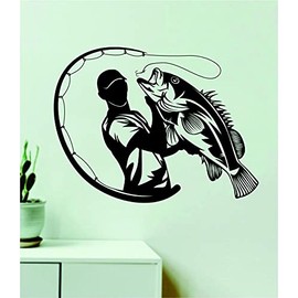 Fishing V3 Wall Decal Home Decor Art Vinyl Sticker Quote Bedroom Teen Inspirational Boys Girls Kids Men Dad Fish Ocean Beach Boat Sailor Fisherman Summer Lake River Reel Animals Nature