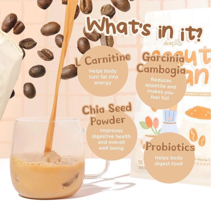 Dear Face BEAUTY BEAN Premium Korean Mocha Coffee 10 Sachets