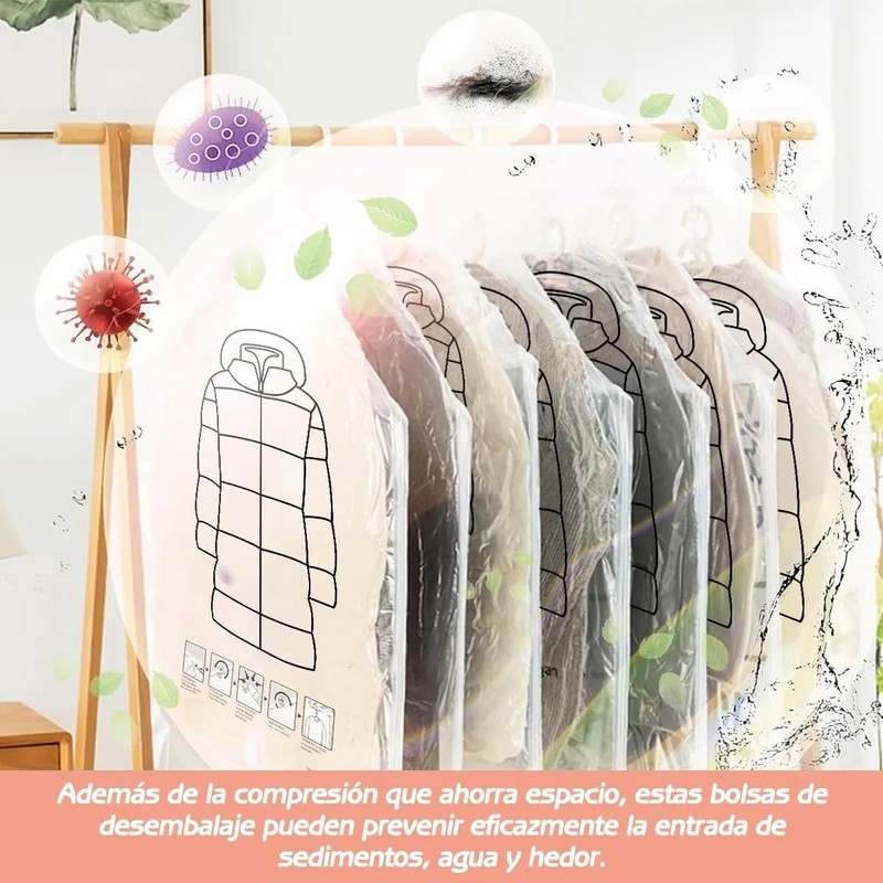 6 Piezas Bolsas de Almacenamiento de Vacío con Bomba Eléctrica,80%