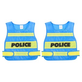 2pcs Children's Dress Up Vest Police Costume Accessory Kids Boys Girls Clothes Vest Career Cosplay Pretend Play Costume