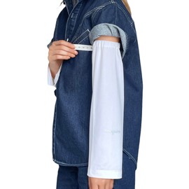 aningkimi UPF 50+ Sun Protection Arm Sleeves, White, Elastic Waistband, Loose Fit (White, Large)