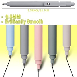 Gel Pen Black 0.5mm Fine Point Retractable Ink Pens Office School Supplies for Women (5pcs Vintage)