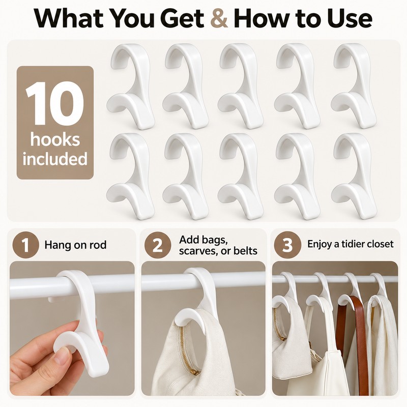 10-Piece Hanger Connector Hooks for Closet Organization – Space-Saving Accessory