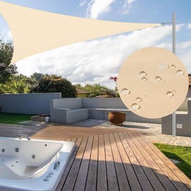 Kanwod Triangular Awning Waterproof 3 x 3 x 3 m, UV Protection, 180 g/m² Fabric, Includes Mounting Ropes, Rope Tension Awning for Balcony, Patio, Patio and Garden (Beige, 3 x 3 x 3 m)