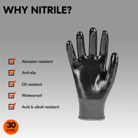 Vgo... 30Pairs Men's Safety Work Gloves,Coated Gardening Gloves,Dipping Gloves,Warehouse Gloves(Gray,NT2110)