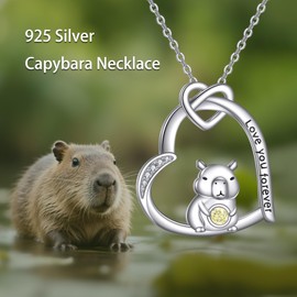 CUPENDA Capybara Necklace S925 Sterling Silver Cute Capybara Pendant Jewellery Gift for Women Mother and Daughter Animal Lovers