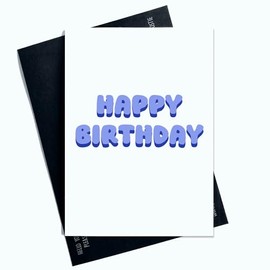 Happy Birthday Card For Him For Her Blue Lettering Funky Design For Friend - Family - Boyfriend Birthday Cards AP50
