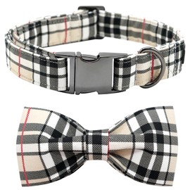 Bobo Rainbow Dog Collar, Plaid Pet Collar with Metal Buckle, Adjustable Size XL (16-26"), Detachable Bowtie, Unique Print, for Large Dogs
