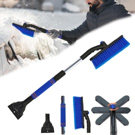YongSral 3-in-1 Ice Scraper Car with Broom, 80 cm Extendable Snow Brush, 360° Rotating Telescopic Snow Brush, Car Windscreen Scratcher, Suitable for Car, SUV, Truck Windscreen (Blue)