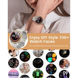 LOYEWAIER Smart Watch Women Bluetooth Call Text Message Health Monitor Activity Fitness Tracker Womens Sports Waterproof Smartwatch Female Causal Starry Grey Silicone Smartwatches for Android iOS